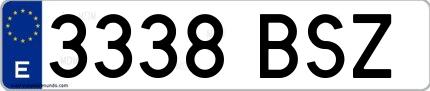 Ejemplo de matrícula española 3338 BSZ