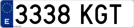 Ejemplo de matrícula española 3338 KGT