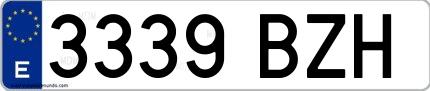 Ejemplo de matrícula de coche ordinaria 3339 BZH