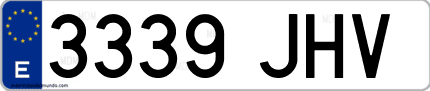 Ejemplo de matrícula de coche ordinaria 3339 JHV