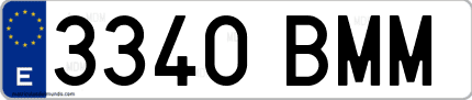 Ejemplo de matrícula de coche ordinaria 3340 BMM