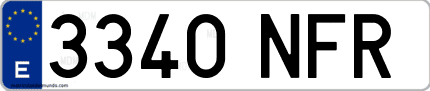 Ejemplo de matrícula de coche ordinaria 3340 NFR