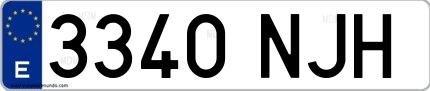 Ejemplo de matrícula española 3340 NJH