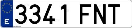 Ejemplo de matrícula española 3341 FNT