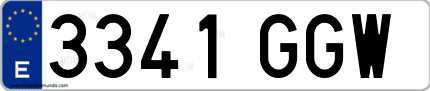 Ejemplo de matrícula de coche ordinaria 3341 GGW
