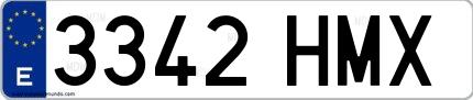 Ejemplo de matrícula española 3342 HMX
