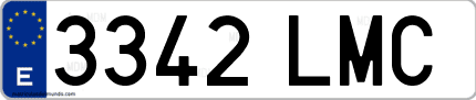 Ejemplo de matrícula de coche ordinaria 3342 LMC