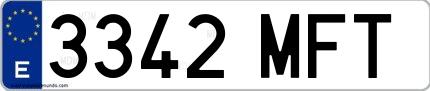Ejemplo de matrícula española 3342 MFT