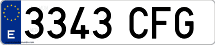 Ejemplo de matrícula de coche ordinaria 3343 CFG