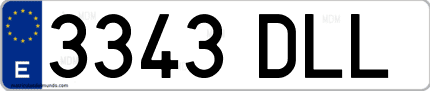 Ejemplo de matrícula de coche ordinaria 3343 DLL