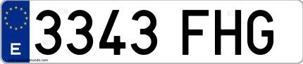Ejemplo de matrícula española 3343 FHG