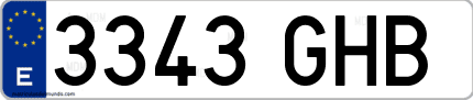 Ejemplo de matrícula de coche ordinaria 3343 GHB