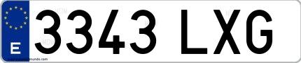 Ejemplo de matrícula española 3343 LXG