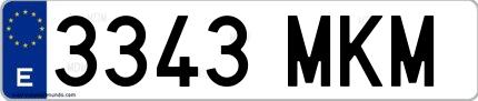 Ejemplo de matrícula española 3343 MKM