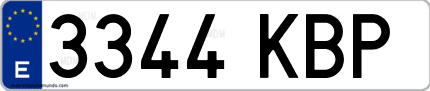 Ejemplo de matrícula de coche ordinaria 3344 KBP