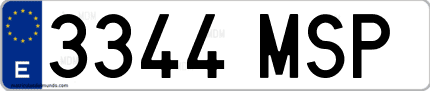 Ejemplo de matrícula de coche ordinaria 3344 MSP