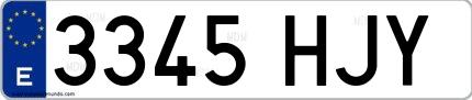 Ejemplo de matrícula española 3345 HJY