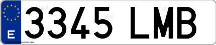 Ejemplo de matrícula de coche ordinaria 3345 LMB