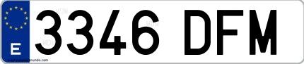 Ejemplo de matrícula española 3346 DFM