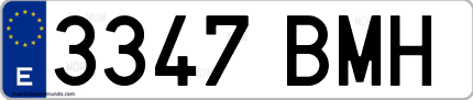 Ejemplo de matrícula de coche ordinaria 3347 BMH