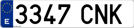 Ejemplo de matrícula de coche ordinaria 3347 CNK