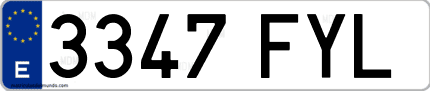 Ejemplo de matrícula de coche ordinaria 3347 FYL