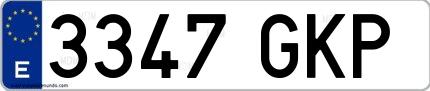 Ejemplo de matrícula española 3347 GKP