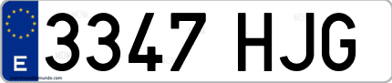 Ejemplo de matrícula de coche ordinaria 3347 HJG