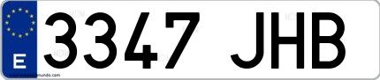 Ejemplo de matrícula española 3347 JHB