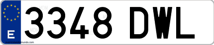 Ejemplo de matrícula de coche ordinaria 3348 DWL