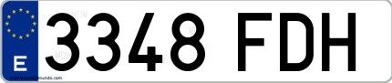 Ejemplo de matrícula española 3348 FDH