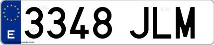 Ejemplo de matrícula española 3348 JLM