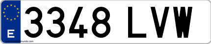 Ejemplo de matrícula de coche ordinaria 3348 LVW