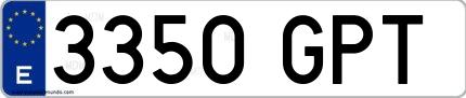 Ejemplo de matrícula de coche ordinaria 3350 GPT