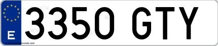 Ejemplo de matrícula española 3350 GTY