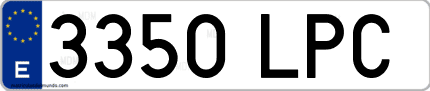 Ejemplo de matrícula de coche ordinaria 3350 LPC