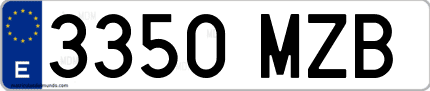 Ejemplo de matrícula de coche ordinaria 3350 MZB