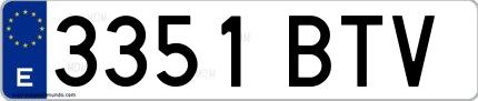 Ejemplo de matrícula española 3351 BTV