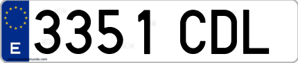 Ejemplo de matrícula de coche ordinaria 3351 CDL