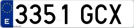 Ejemplo de matrícula española 3351 GCX
