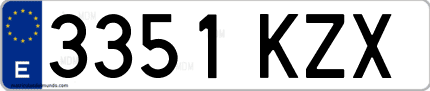 Ejemplo de matrícula de coche ordinaria 3351 KZX