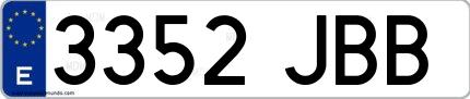 Ejemplo de matrícula española 3352 JBB