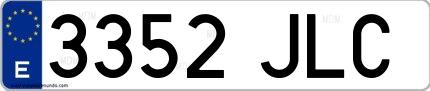 Ejemplo de matrícula española 3352 JLC