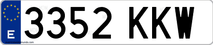 Ejemplo de matrícula de coche ordinaria 3352 KKW