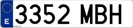 Ejemplo de matrícula de coche ordinaria 3352 MBH
