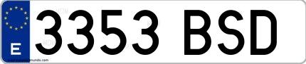 Ejemplo de matrícula española 3353 BSD