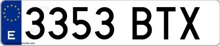 Ejemplo de matrícula española 3353 BTX
