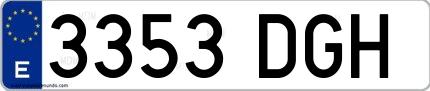 Ejemplo de matrícula de coche ordinaria 3353 DGH
