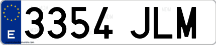 Ejemplo de matrícula de coche ordinaria 3354 JLM