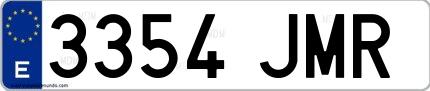 Ejemplo de matrícula española 3354 JMR